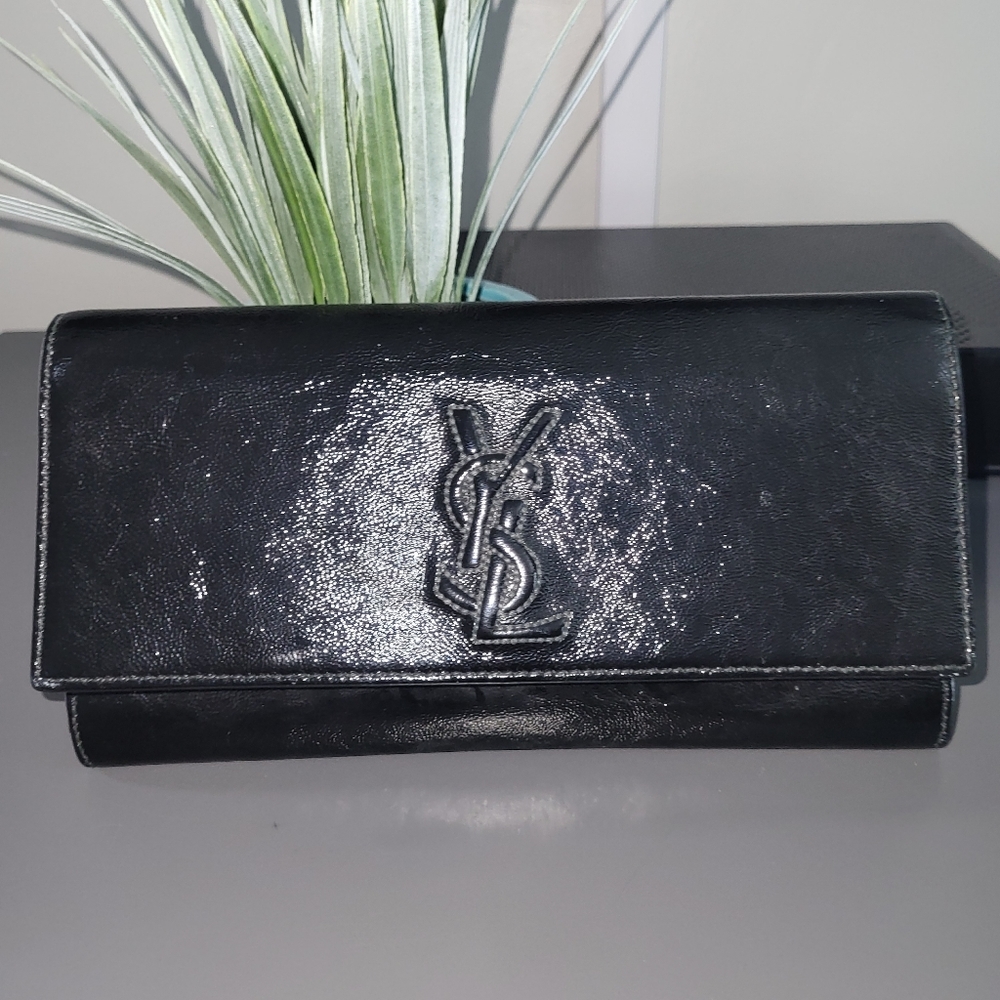 Yves Sanit Laurent Clutch  Black Patent